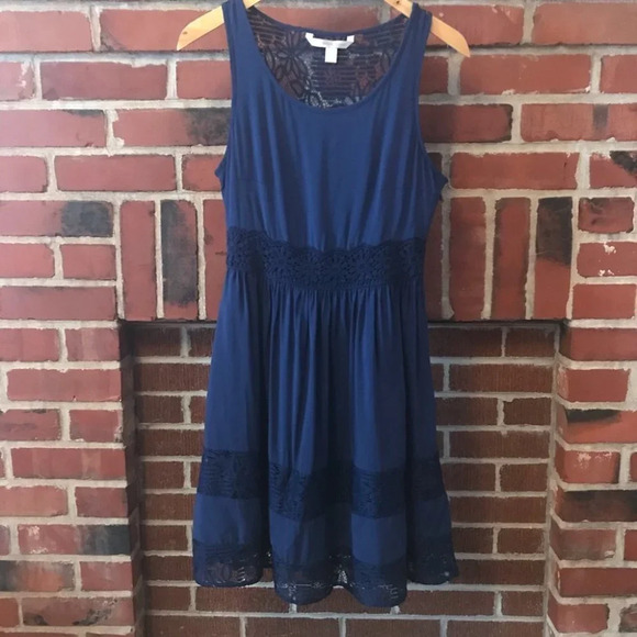 LC Lauren Conrad Blue  Lace Woven Dress Navy Size 2 - Picture 2 of 8